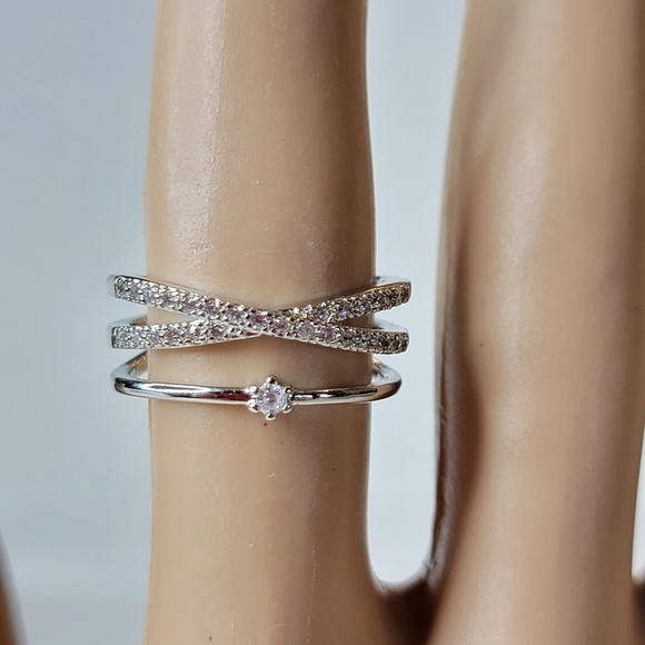 Silver Cocktail Ring One Size adjustable Valentines day - Picture 6 of 7